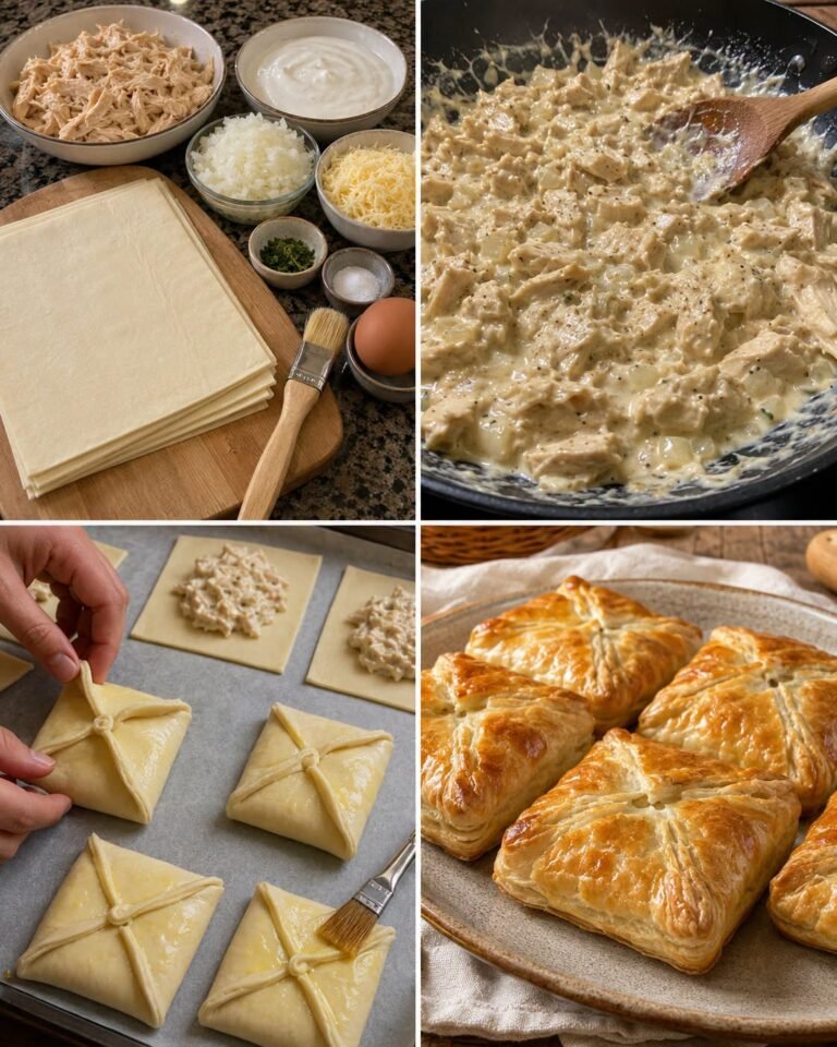 👉 Jak zrobić paczuszki z ciasta francuskiego z kremowym kurczakiem 🥐🍗