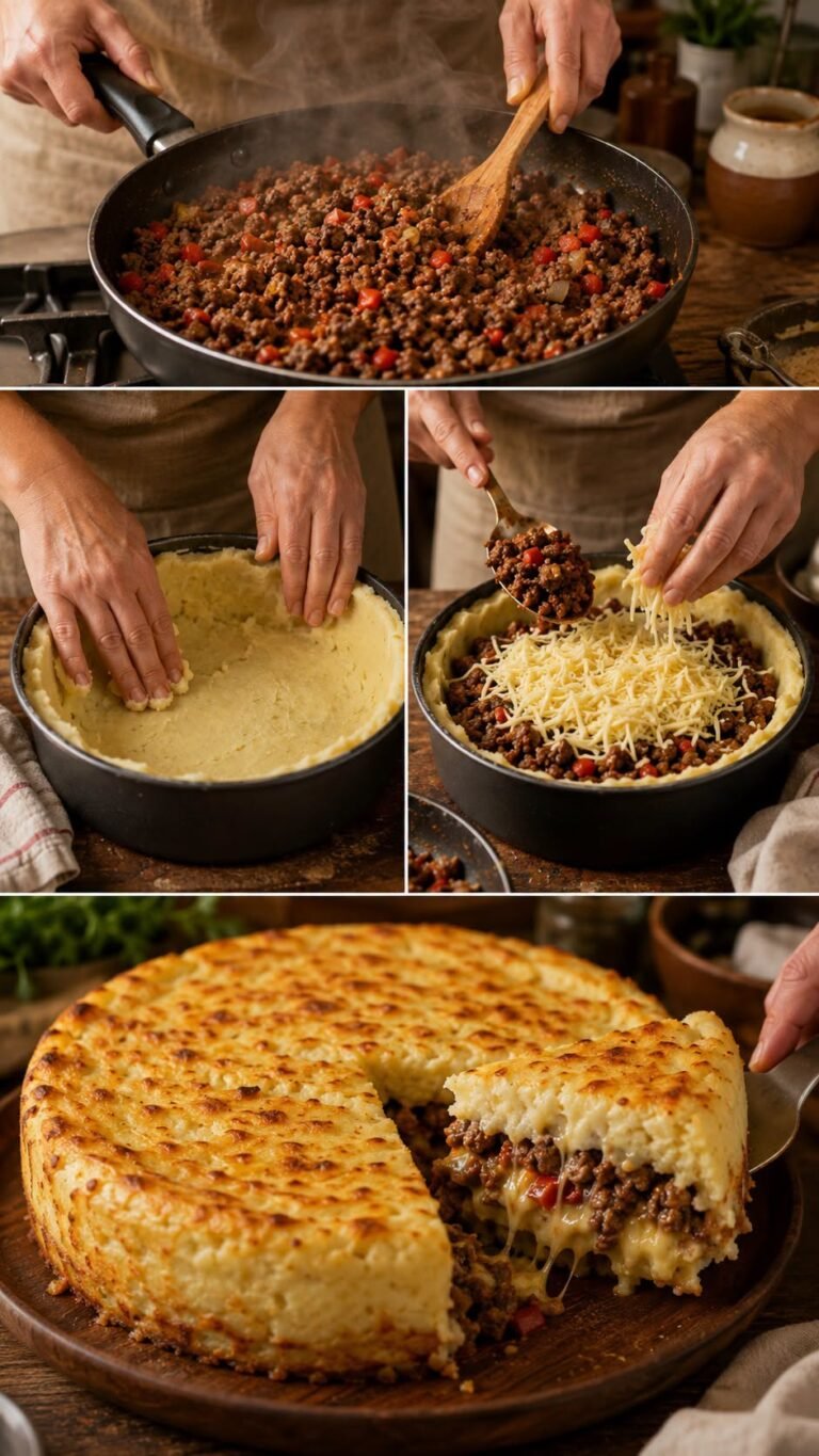 Jak zrobić odwrócony placek ziemniaczany z soczystym nadzieniem 🥔✨
